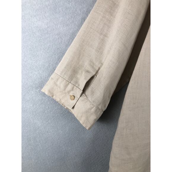 Chico's Women's Size 3 (XL/16) No-Iron Linen Button Down Tan - Picture 6 of 9